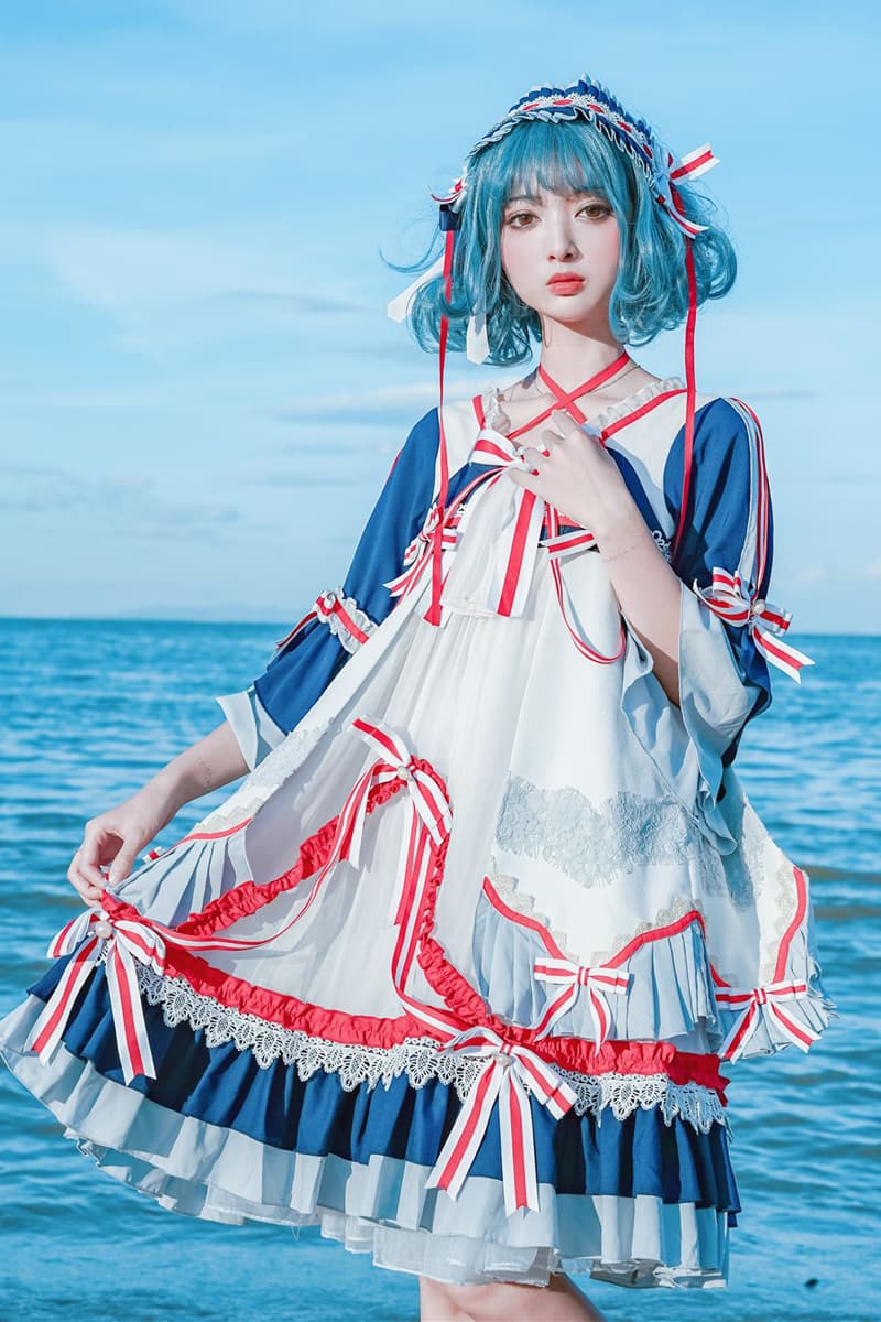 【甘ロリータ】オリジナルチャイニーズネイビードレス