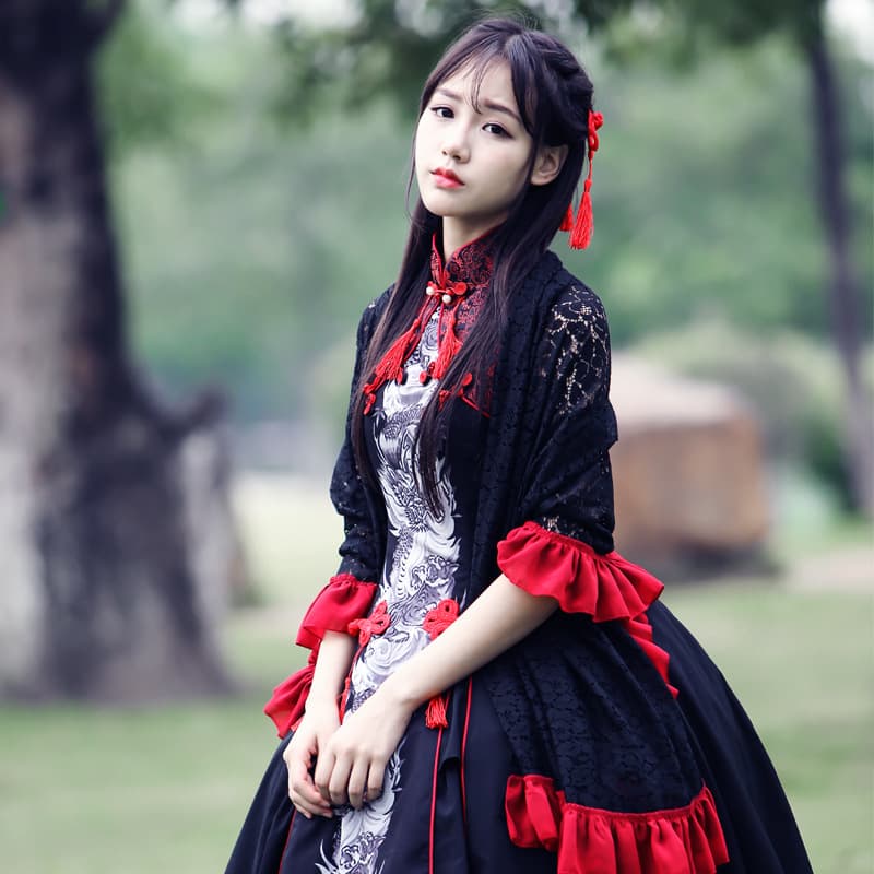 【ゴスロリ】チャイニーズカラードレス