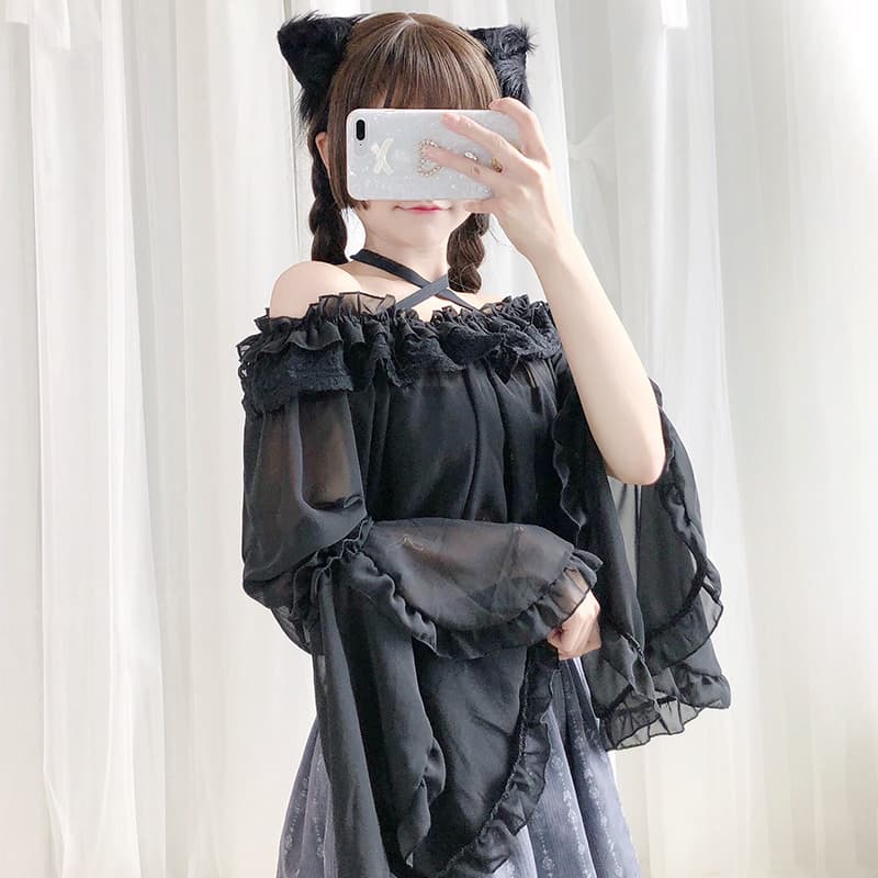 ロリータファッション【甘ロリータ】オリジナルロリータシフォンシャツ