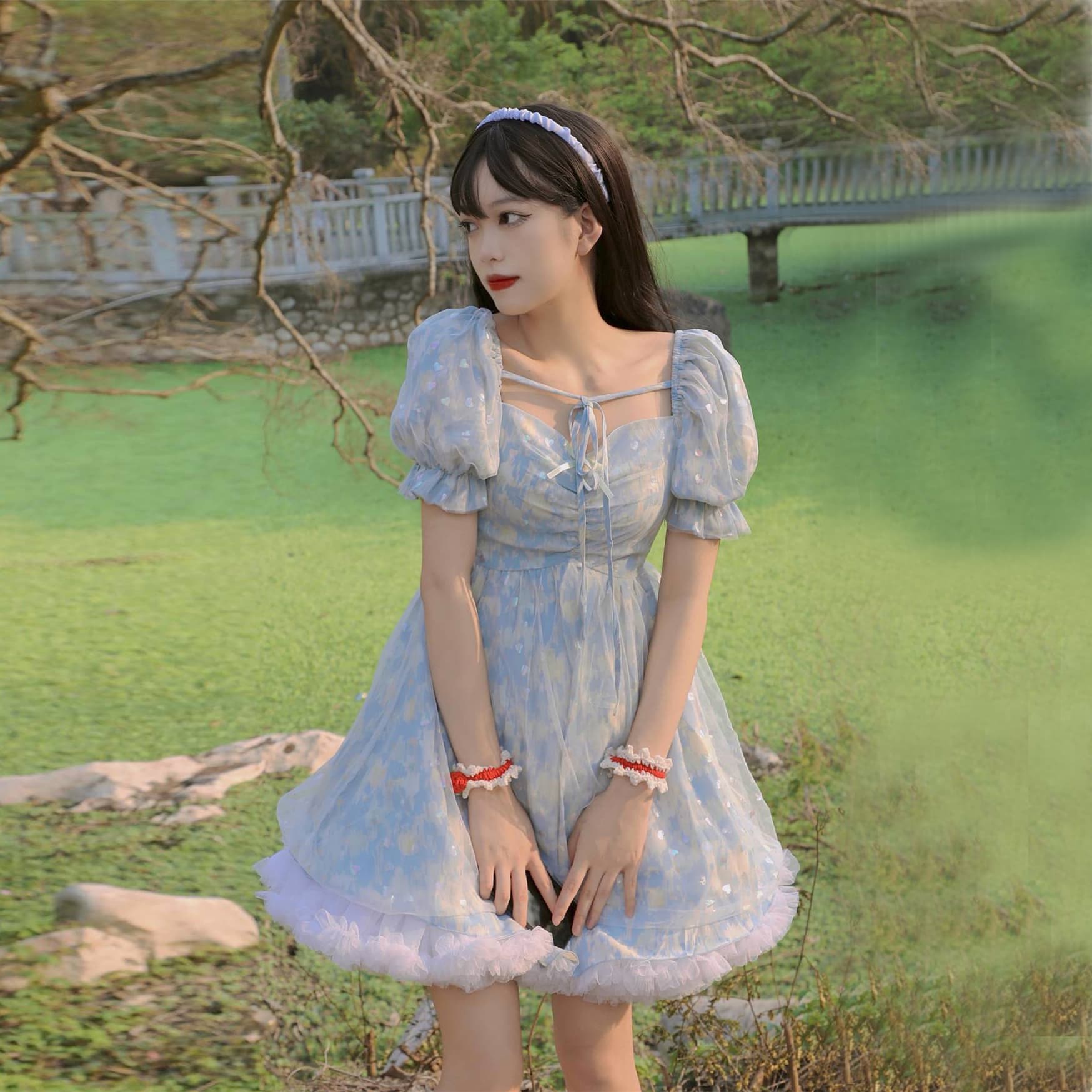 ロリータファッション【甘ロリータ】サマースリーブ半袖ドレス