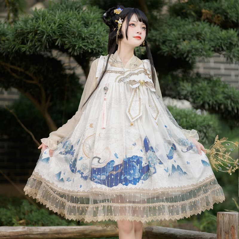 ロリータファッション【甘ロリータ】キノコクールチャイニーズスカート