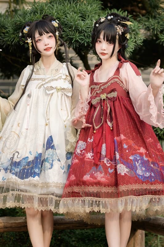 ロリータファッション【甘ロリータ】キノコクールチャイニーズスカート