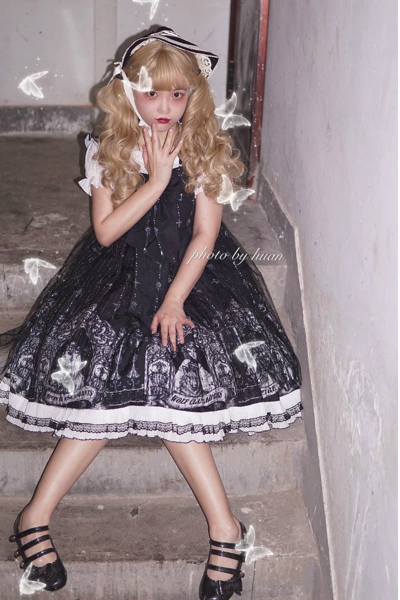 ロリータファッション【ゴスロリ】ダークナイトロリータドレス