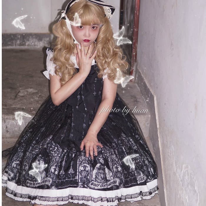 ロリータファッション【ゴスロリ】ダークナイトロリータドレス