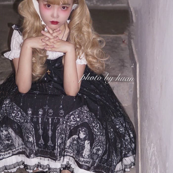 ロリータファッション【ゴスロリ】ダークナイトロリータドレス