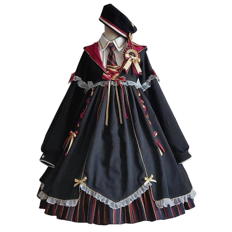 ロリータファッション【ゴスロリ】秋冬デイリーブラックスカートロリータ