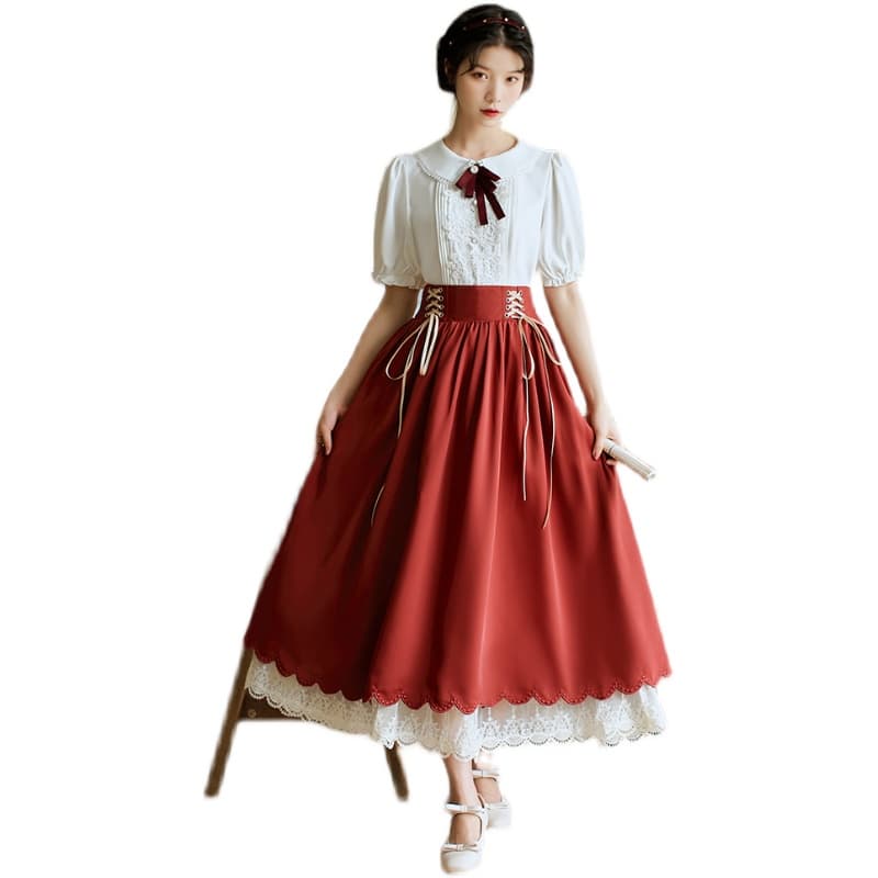 ロリータファッション 【クラシカルロリータ】レトロロングスカートドレス