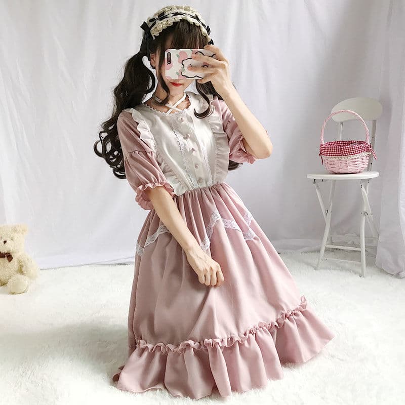 ロリータファッション【ゴスロリ】半袖女子学生ロリータ