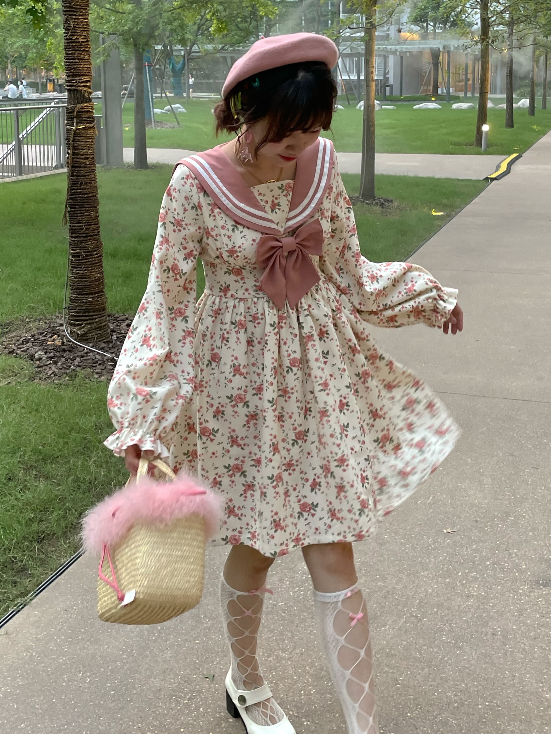 ロリータファッション【甘ロリータ】ネイビー森ガールロリータ