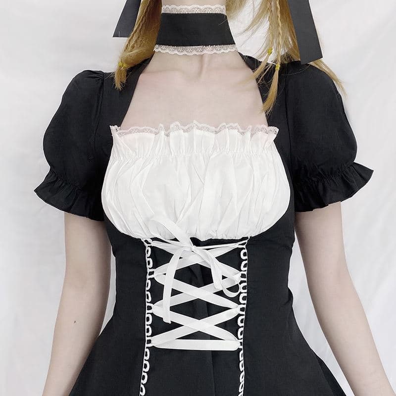 ロリータファッション【ゴスロリ】和風パフスリーブ