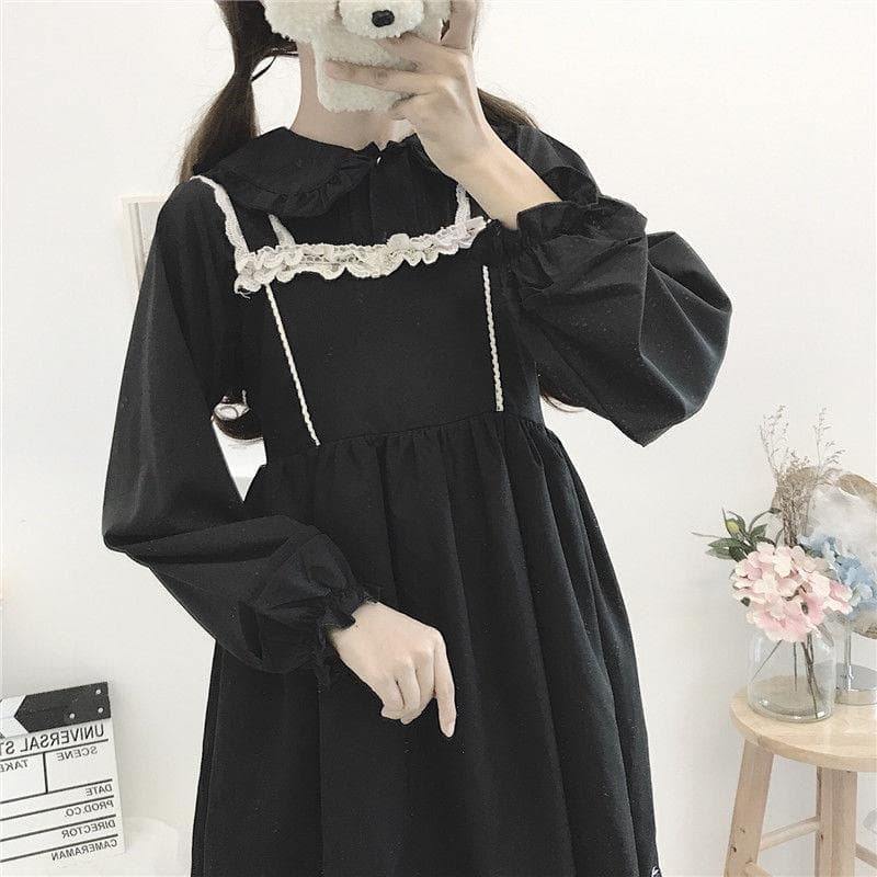 ロリータファッション【甘ロリータ】人形襟ランタン長袖ロリータブラウス