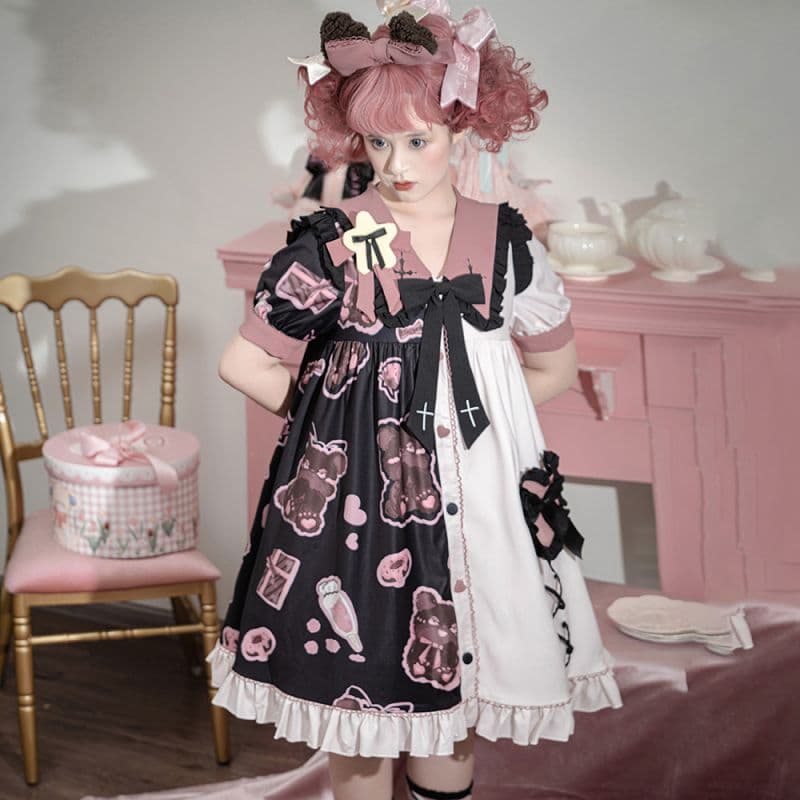 ロリータファッション【甘ロリータ】ドキドキベリーベアロリータ