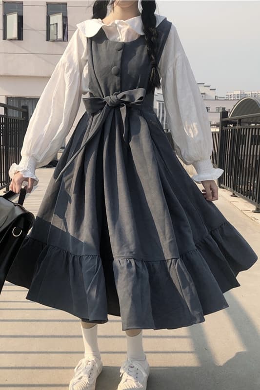 【ゴスロリ】韓国スタイルグレーロリータ