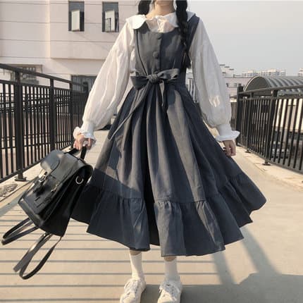 【ゴスロリ】韓国スタイルグレーロリータ