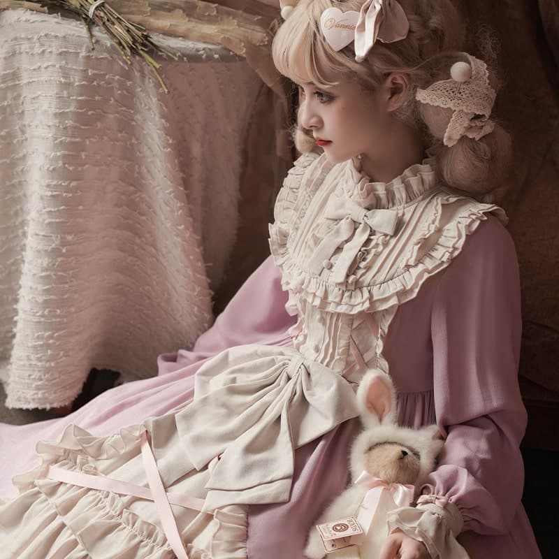 ロリータファッション 【クラシカルロリータ】ウエストリボンドレス