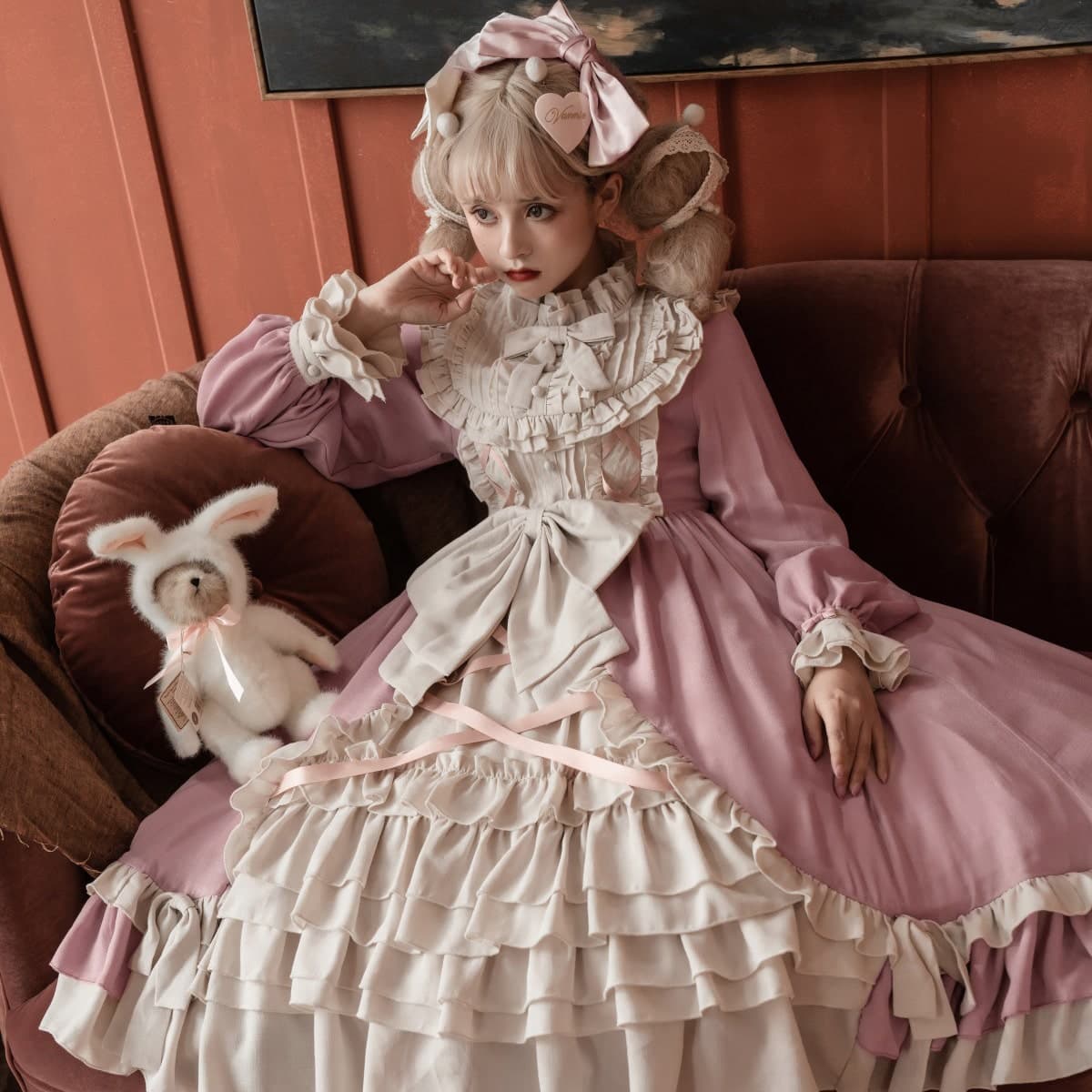 ロリータファッション 【クラシカルロリータ】ウエストリボンドレス
