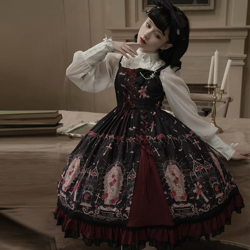 【甘ロリータ】ローズクロスワンピース