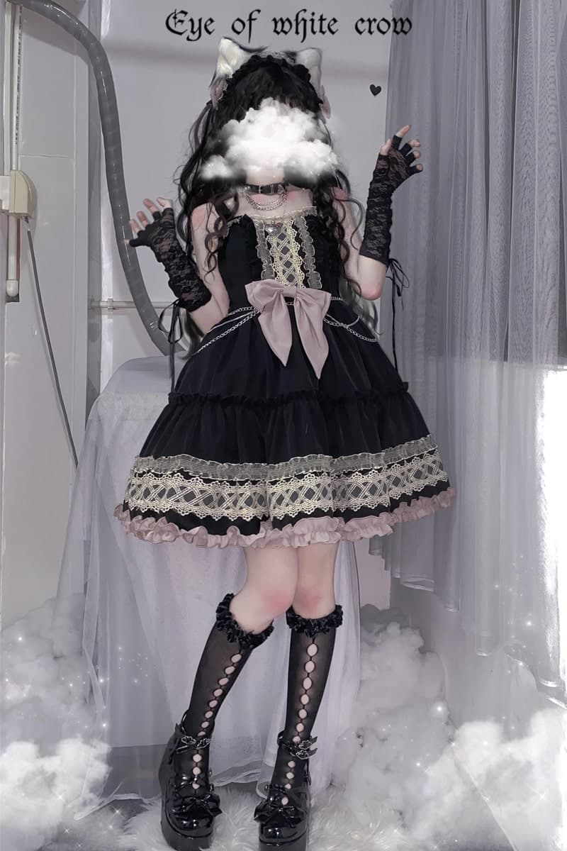 ロリータファッション【ゴスロリ】ダークロリータサスペンダースカート