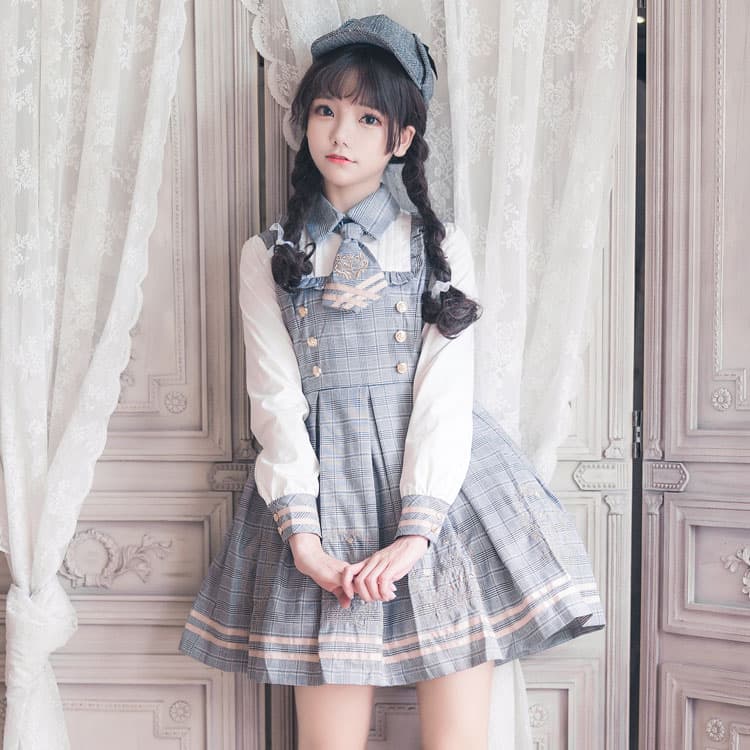 ロリータファッション 【クラシカルロリータ】英国少女風ミニワンピース