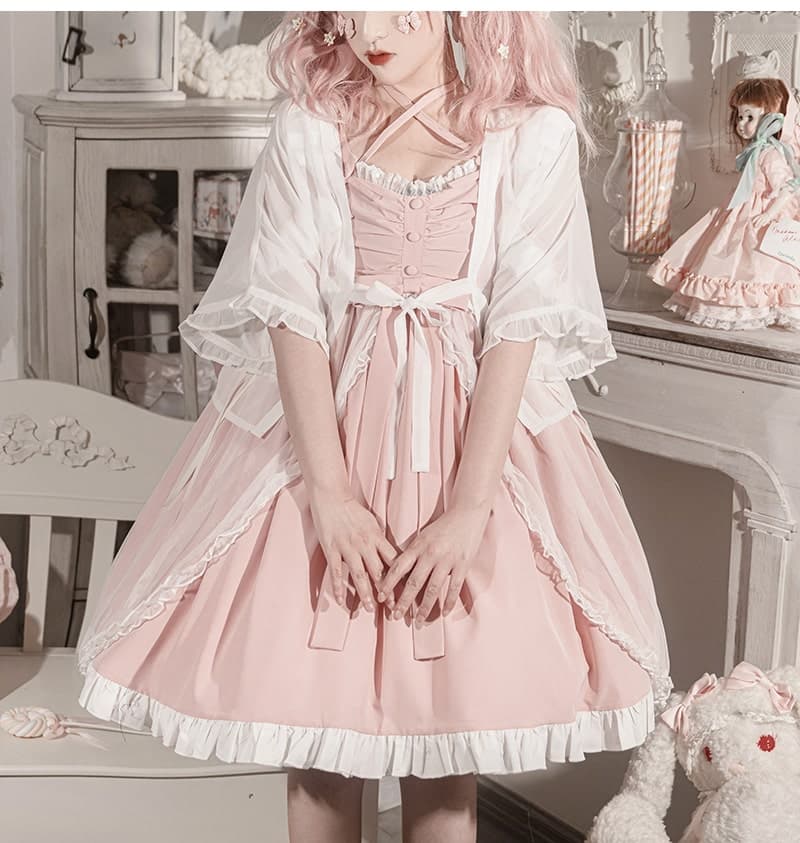 ロリータファッション【甘ロリータ】サマーレトロガールワンピース