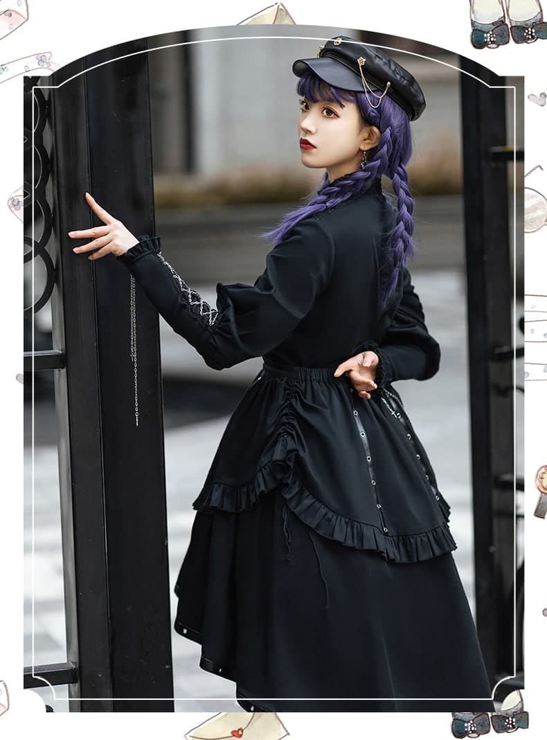 【軍服ロリータ】ブラックレトロミリタリーセット