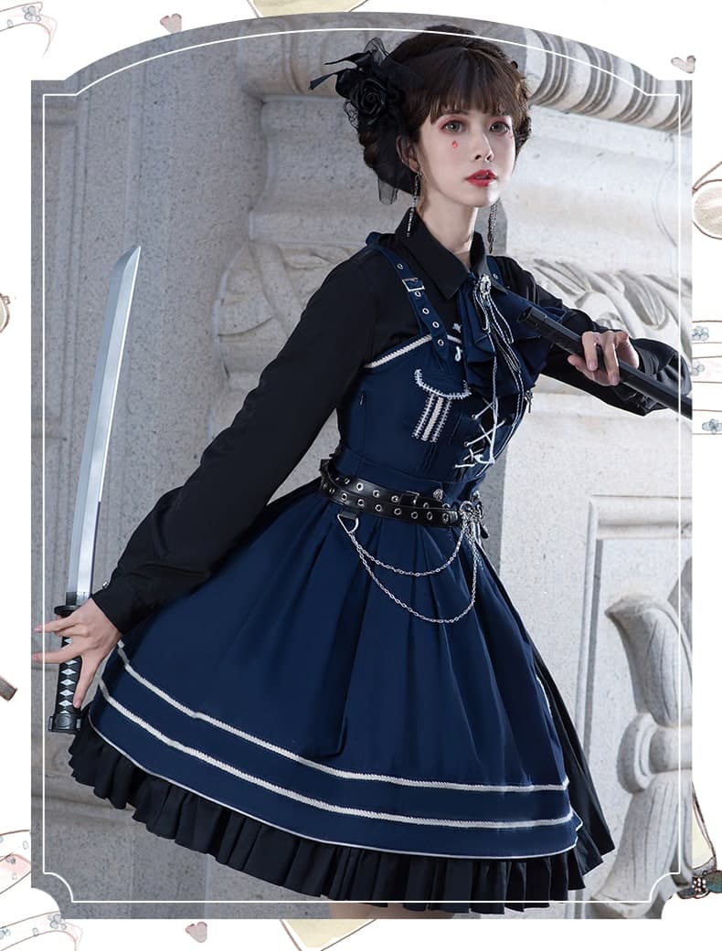 【軍服ロリータ】ブルーミリタリーマントセット