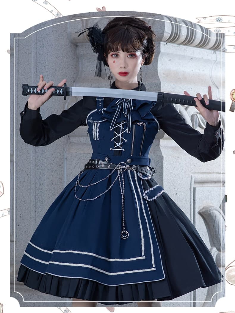 【軍服ロリータ】ブルーミリタリーマントセット