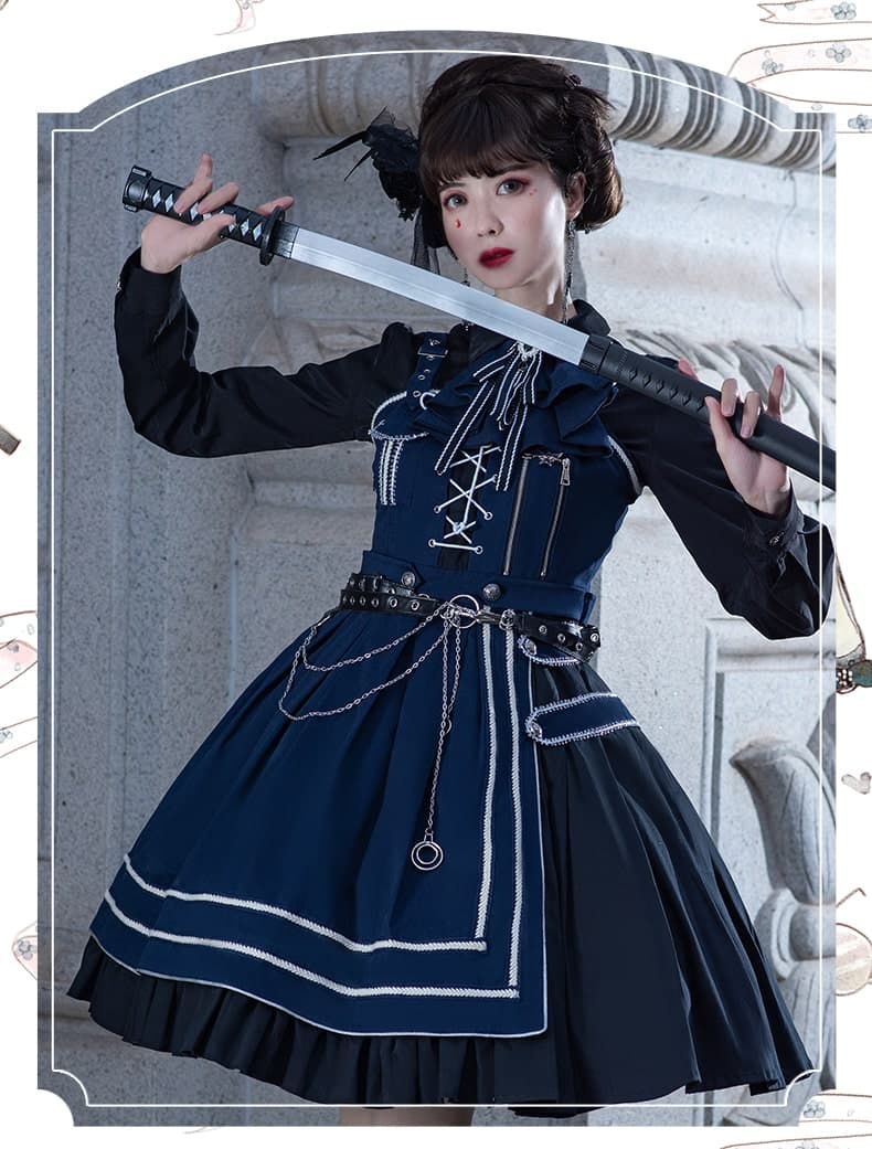 【軍服ロリータ】ブルーミリタリーマントセット