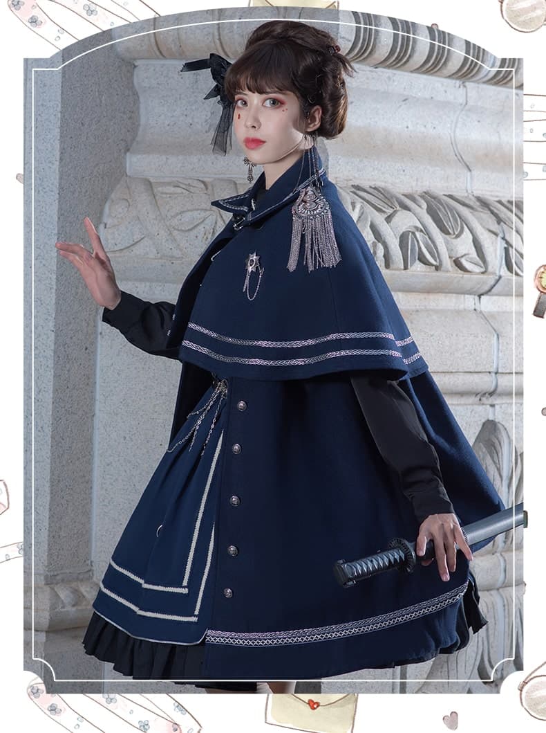 【軍服ロリータ】ブルーミリタリーマントセット