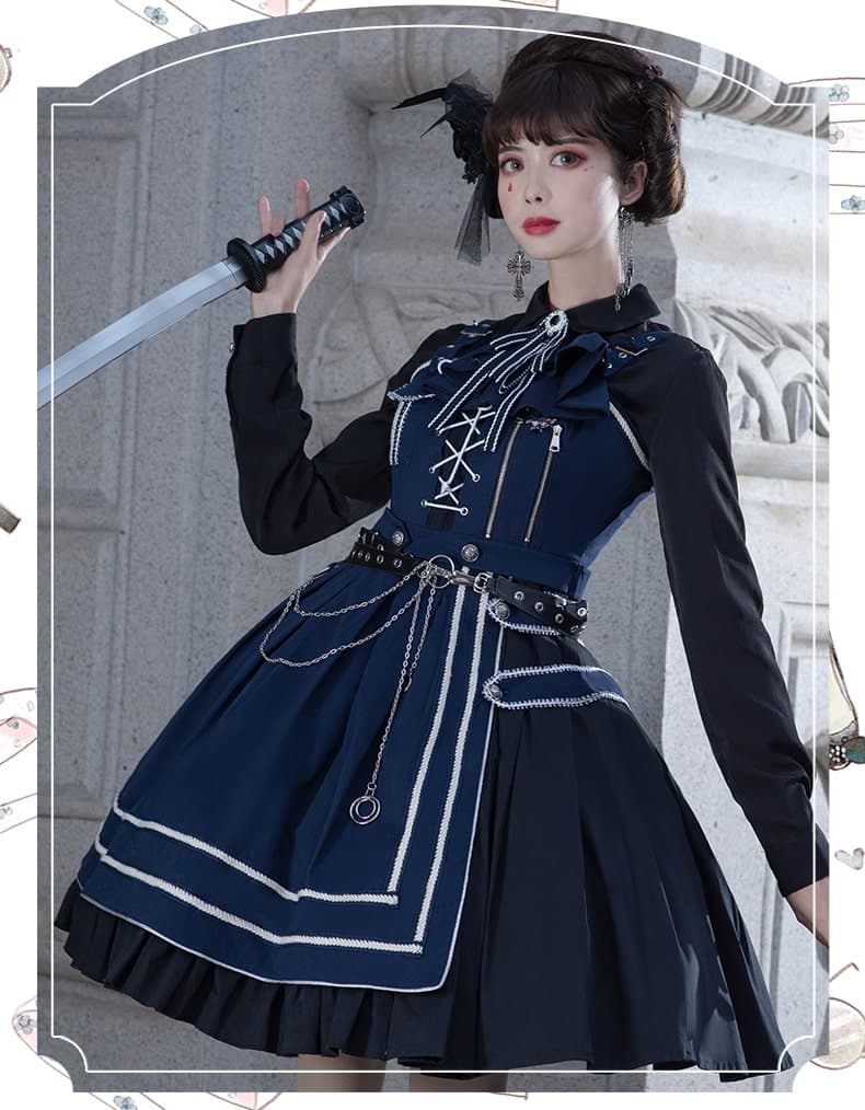 【軍服ロリータ】ブルーミリタリーマントセット