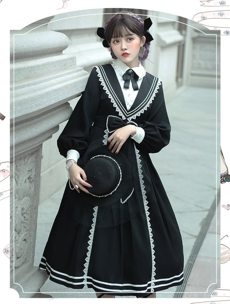 【ゴスロリ】エレガントカレッジスタイルワンピース