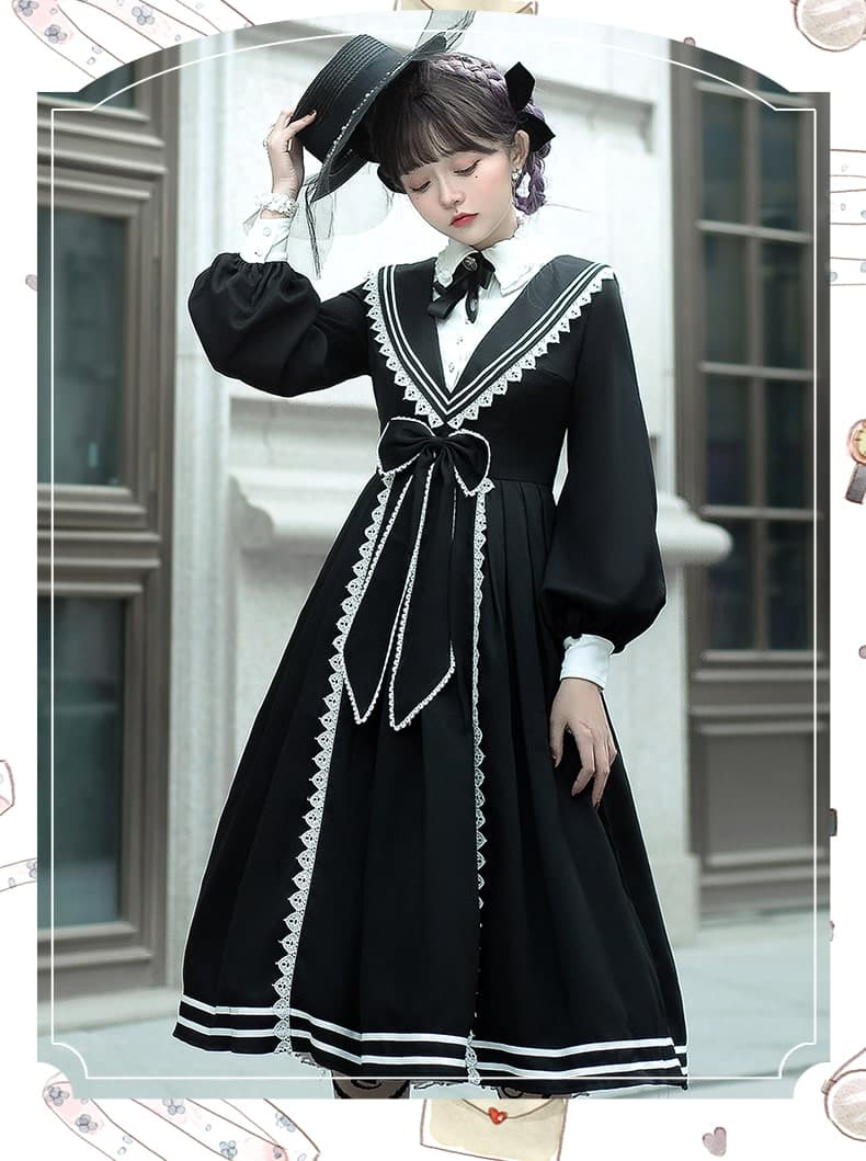 【ゴスロリ】エレガントカレッジスタイルワンピース