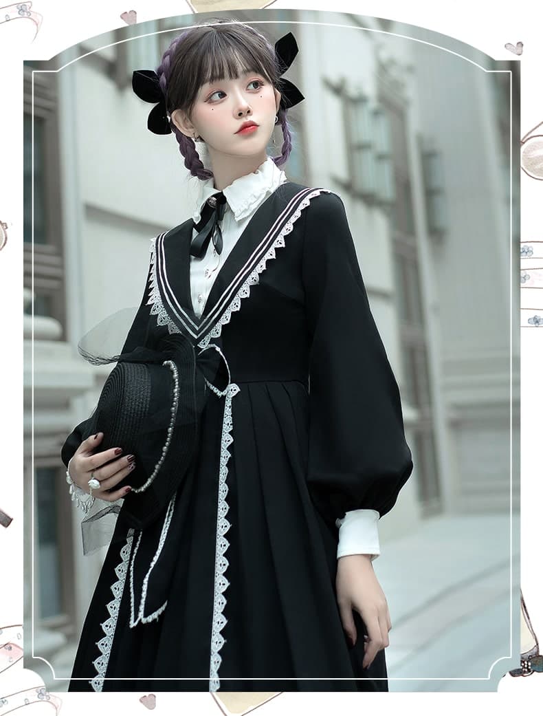 【ゴスロリ】エレガントカレッジスタイルワンピース