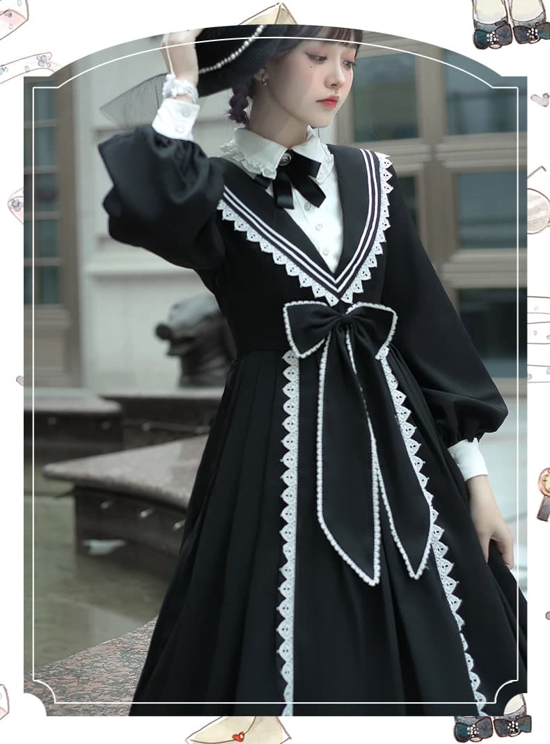 【ゴスロリ】エレガントカレッジスタイルワンピース