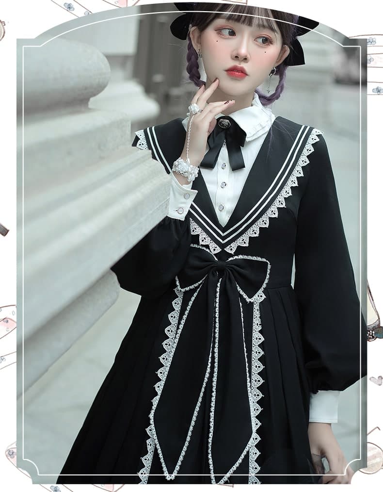 【ゴスロリ】エレガントカレッジスタイルワンピース