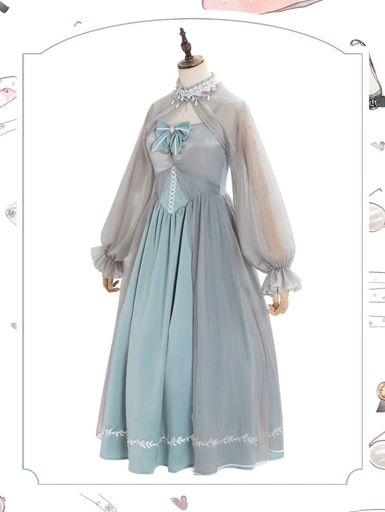 ロリータファッション 【クラシカルロリータ】エレガントハイウエストシフォンドレス