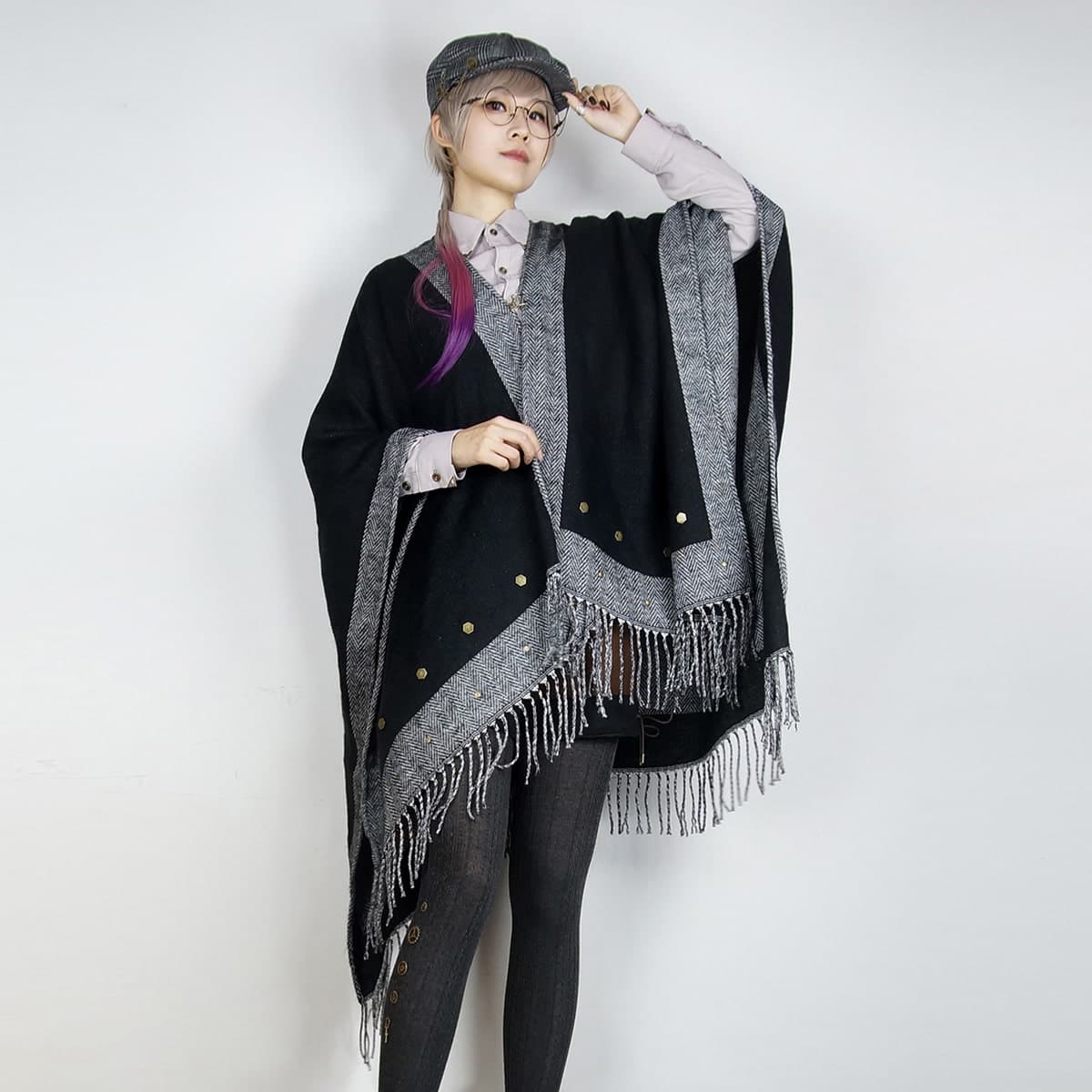 ロリータファッション【スチームパンク】両面厚手のフリースショールスカーフ