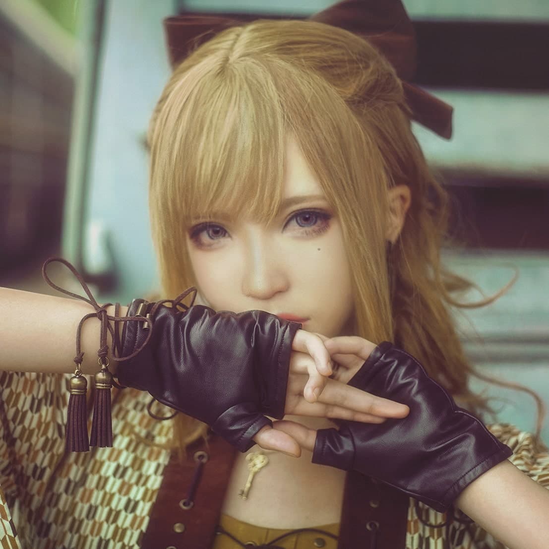 ロリータファッション【スチームパンク】ハーフフィンガーレザーグローブ