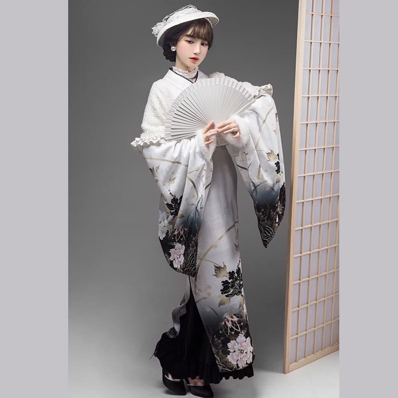 ロリータファッション【和風ロリータ】スリーブフィッシュテールスカートドレス