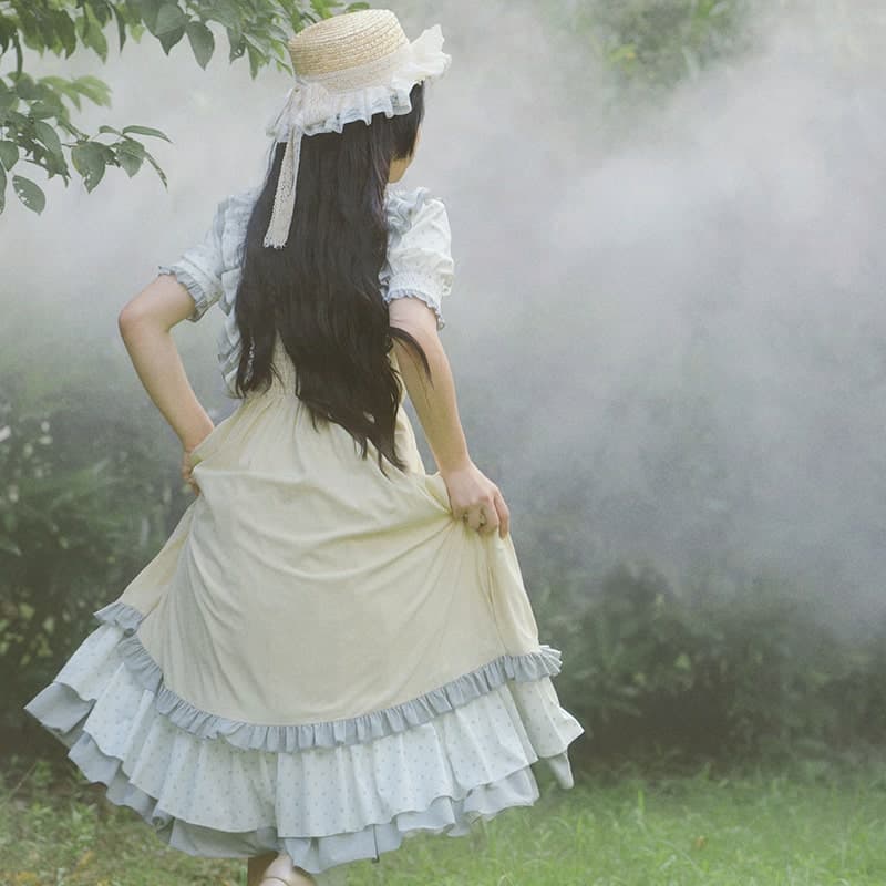 ロリータファッション 【クラシカルロリータ】刺繡入りフレッシュパステルスタイル