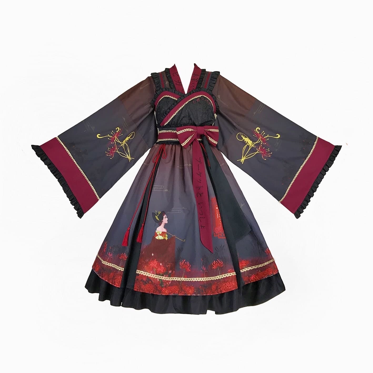ロリータファッション【和風ロリータ】大正花魁風和風ロリータドレス