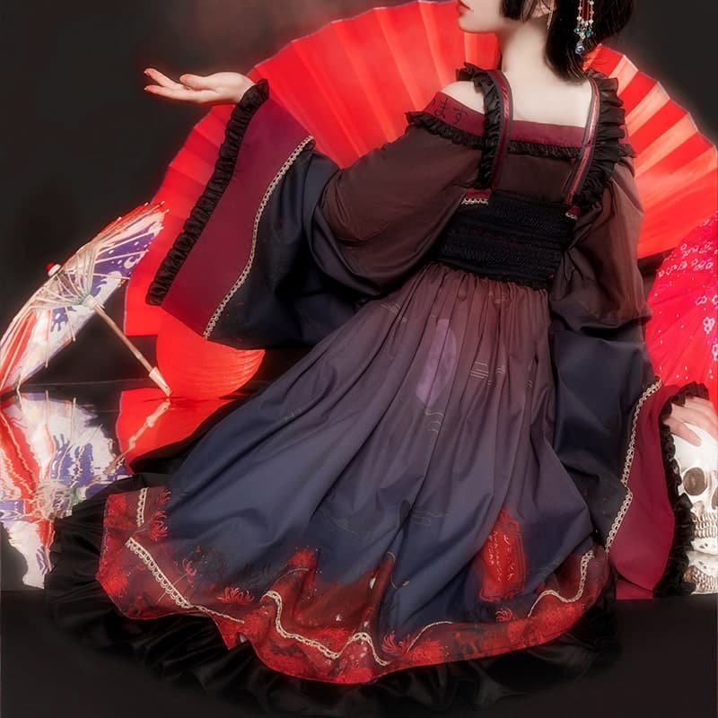 ロリータファッション【和風ロリータ】大正花魁風和風ロリータドレス