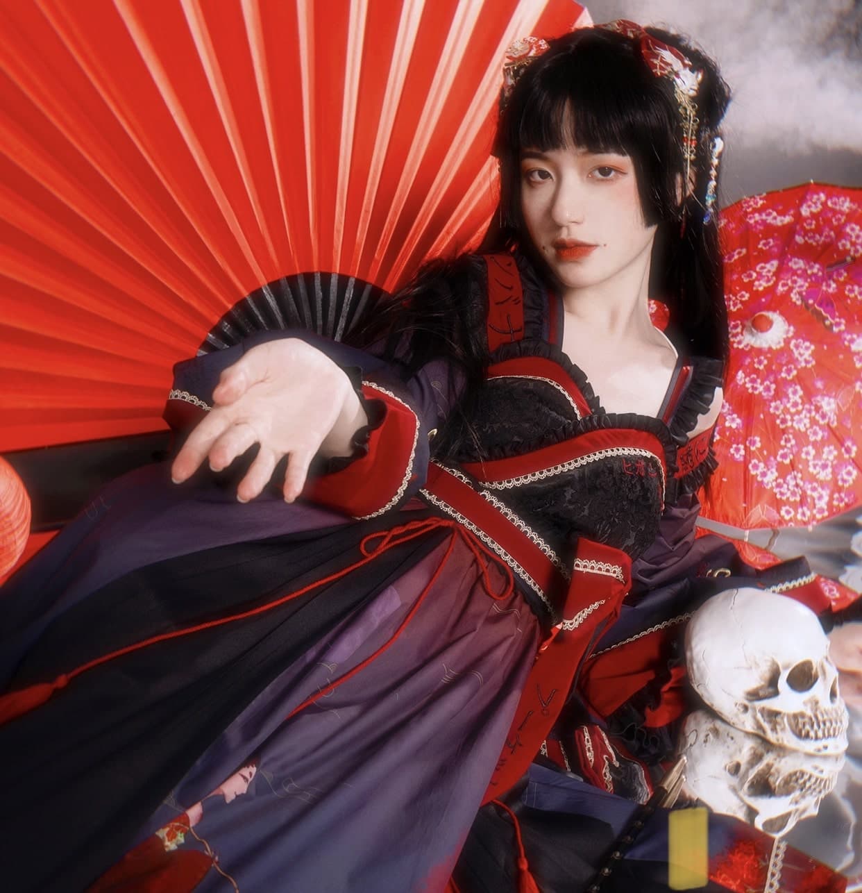 ロリータファッション【和風ロリータ】大正花魁風和風ロリータドレス