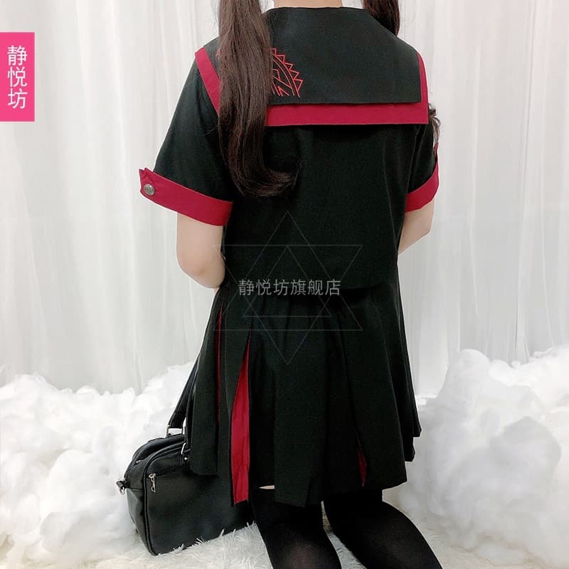 【ゴスロリ】セーラー服風ミドル丈ワンピース