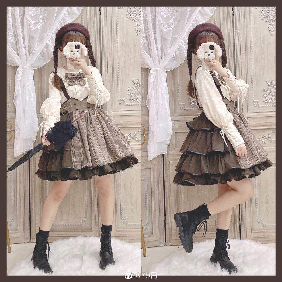 ロリータファッション【スチームパンク】ブラウン探偵ワンピース