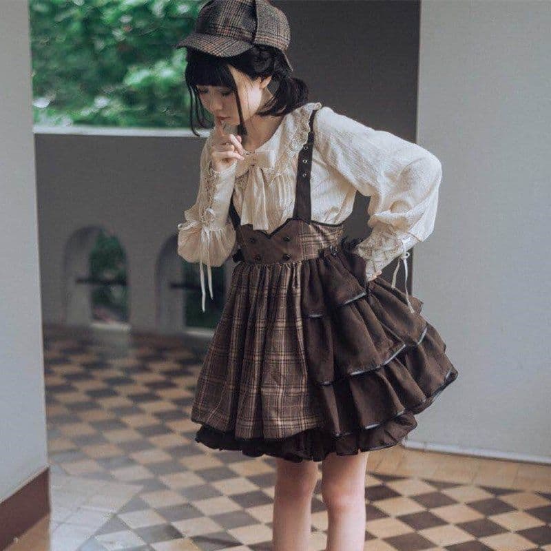 ロリータファッション【スチームパンク】ブラウン探偵ワンピース