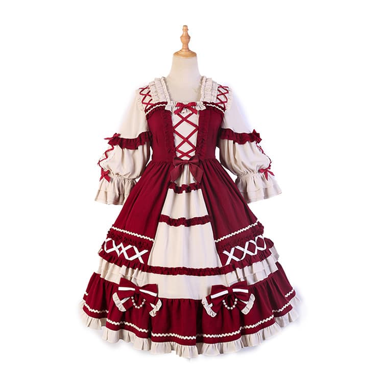 【ゴスロリ】フリルリボン シンプルワンピース