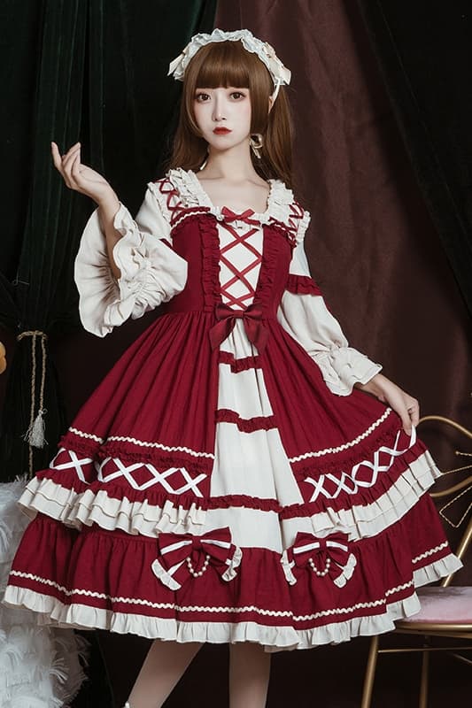 【ゴスロリ】フリルリボン シンプルワンピース