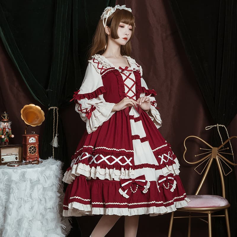 【ゴスロリ】フリルリボン シンプルワンピース