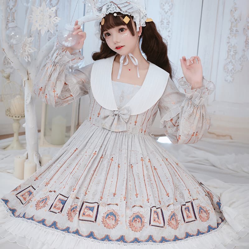 【甘ロリータ】お嬢様風襟付きワンピース